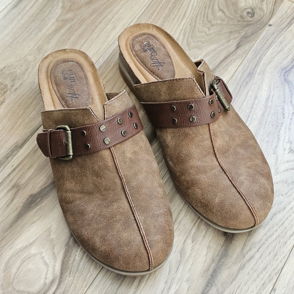 EuroSoft Womens Loretta Slip-On Mules Teak/ Cognac (Tanish Brown) Size 11 M